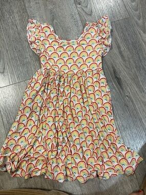 Little sleepies play Girls Rainbow Print Flutter Sleeve Dress - Multicolor